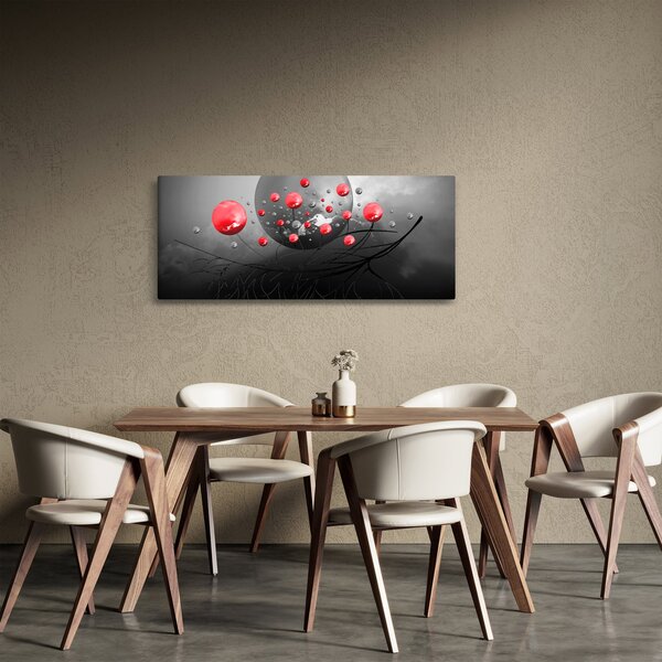 Obraz červených abstraktných gulí (120x50 cm)