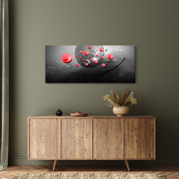 Obraz červených abstraktných gulí (120x50 cm)