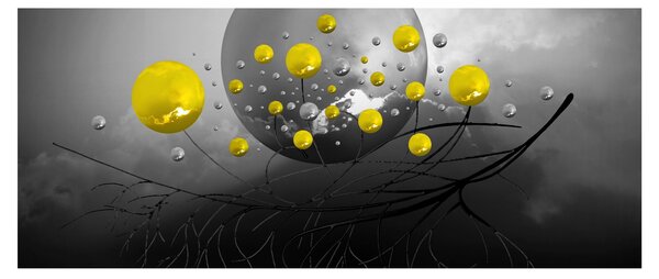 Obraz - žlté abstraktné gule (120x50 cm)