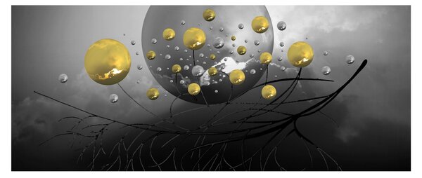 Obraz zlatých abstraktných gulí (120x50 cm)