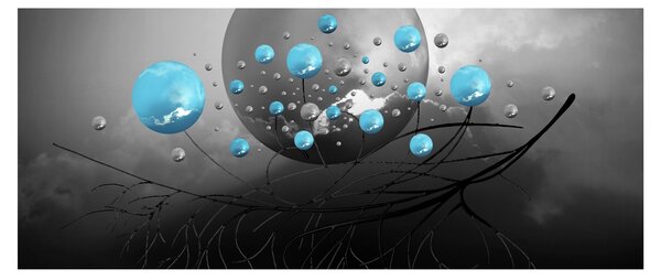 Obraz - svetlo modré abstraktné gule (120x50 cm)