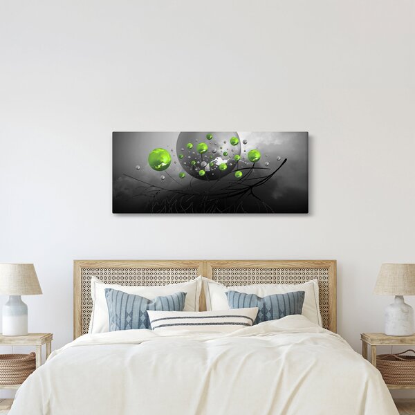 Obraz zelených abstraktných gulí (120x50 cm)