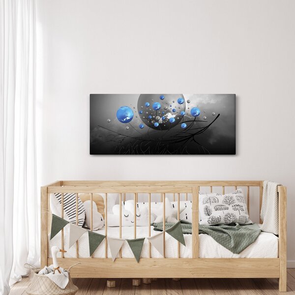 Obraz modrých abstraktných gulí (120x50 cm)