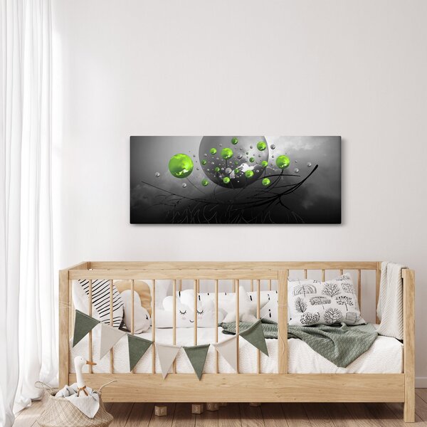 Obraz zelených abstraktných gulí (120x50 cm)