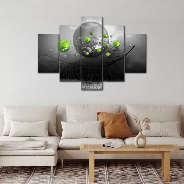 Obraz zelených abstraktných gulí (150x105 cm)