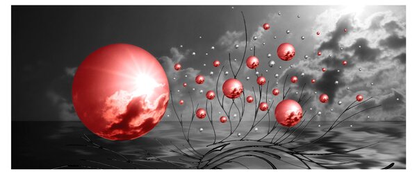 Obraz červených gulí (120x50 cm)