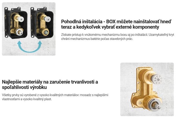 Deante Arnika, sprchová súprava pod omietku s pákovou batériou a krabicovým montážnym systémom BOX, čierna matná, BXYZNQAM