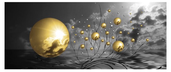 Obraz okrových gulí (120x50 cm)