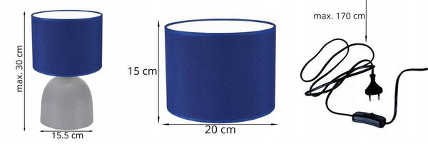 Stolná lampa Indigo, 1x textilné čierne tienidlo, čierna konštrukcia