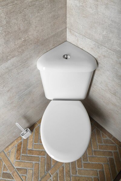 Aqualine Aqualine, CLIFTON Rohový WC kombi misa s nádržkou vrátane splachovacej súpravy, biela, FS1PK