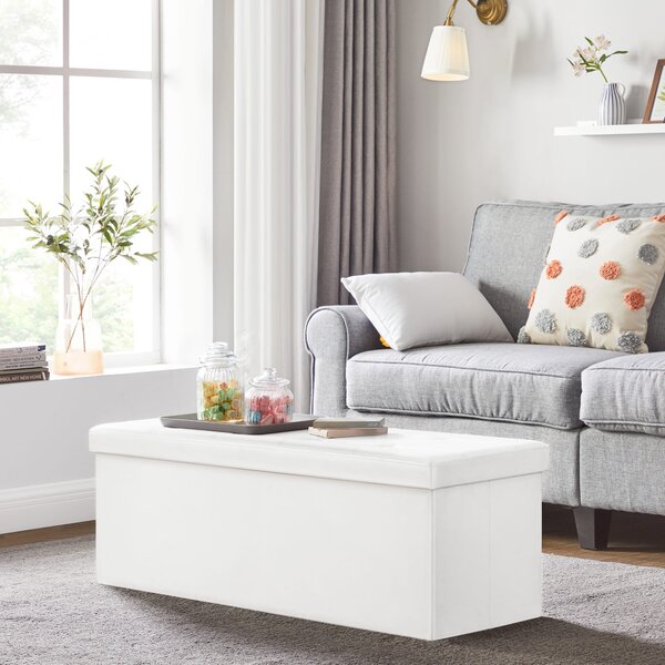 Dekorstudio Úložná taburetka LSF702V1 110x38x38 cm z ekokože – biela