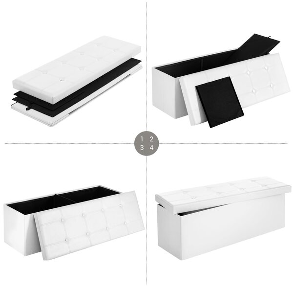 Dekorstudio Úložná taburetka LSF702V1 110x38x38 cm z ekokože – biela
