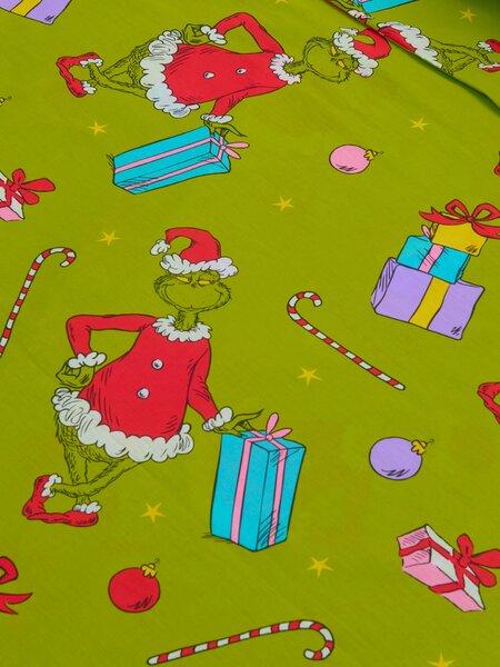 Sinsay - Bavlnená vianočná posteľná súprava s potlačou Grinch - žlto-zelená