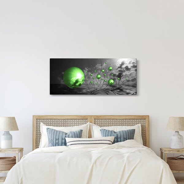 Obraz zelených abstraktných gulí (120x50 cm)