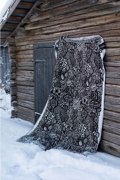 Ľanová deka / obrus Veranta 140x240, čierno-biela