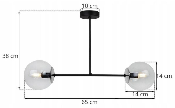 Stropné svietidlo Paris, 2x transparentné sklenené tienidlo, (výber zo 4 farieb uchytenia)