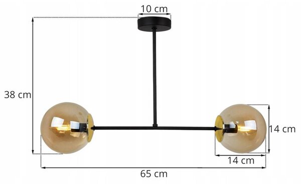 Stropné svietidlo Paris, 2x medové sklenené tienidlo, (výber zo 4 farieb uchytenia)