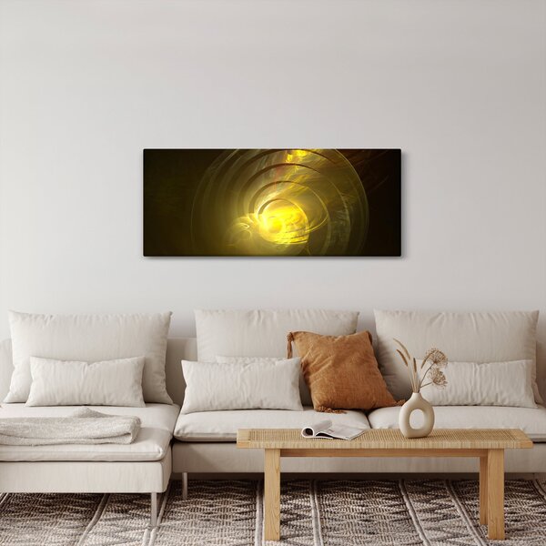 Obraz žltej abstraktnej špirály (120x50 cm)