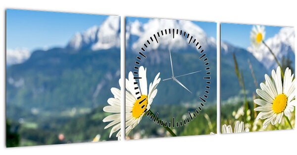 Obraz - Jar v Alpách (s hodinami) (90x30 cm)