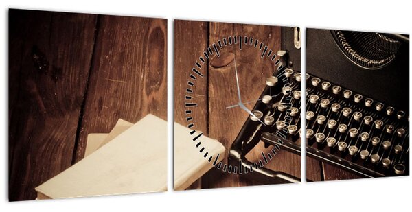Obraz písacieho stroja (s hodinami) (90x30 cm)