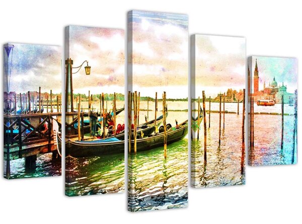 Obraz na plátne Prechádzka v Benátkach - 5 dielny Rozmery: 100 x 70 cm