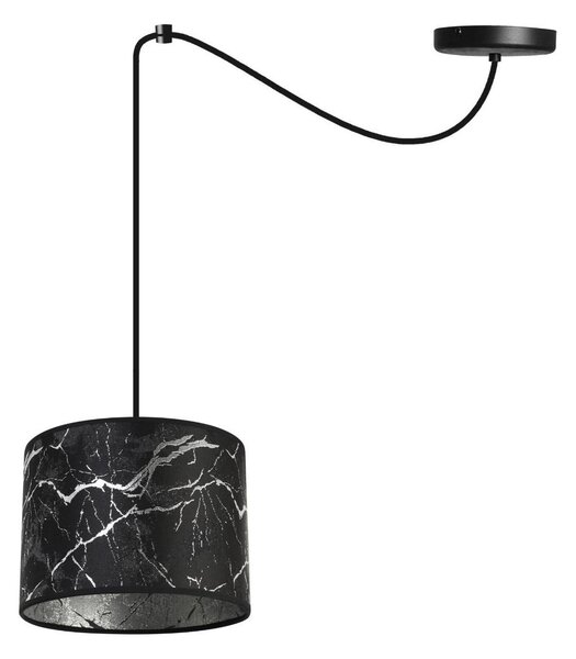Závesné svietidlo Werona spider, 1x čierne textilné tienidlo so vzorom, s