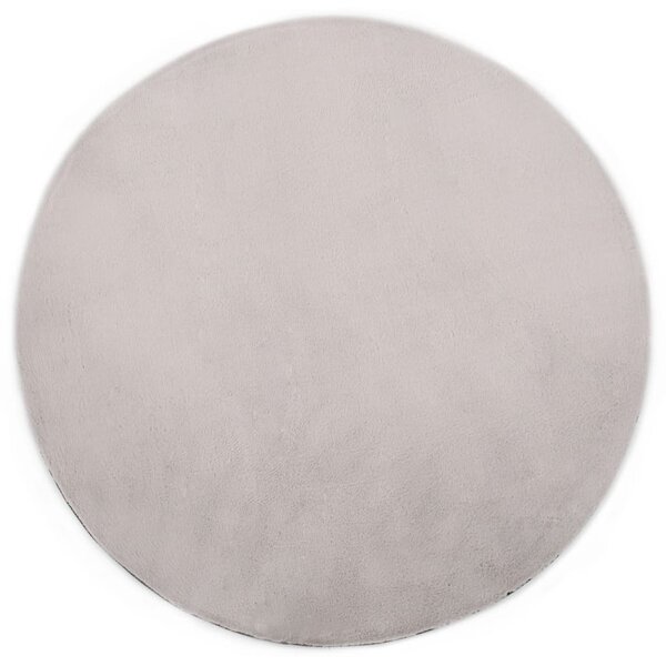 Okrúhly sivý koberec z umelej králičej kožušiny JANES 80 cm