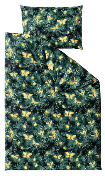 Mikroplyšové obliečky YELLOW BUTTERFLY tmavozelené Rozmer obliečky: 70 x 90 cm | 140 x 200 cm