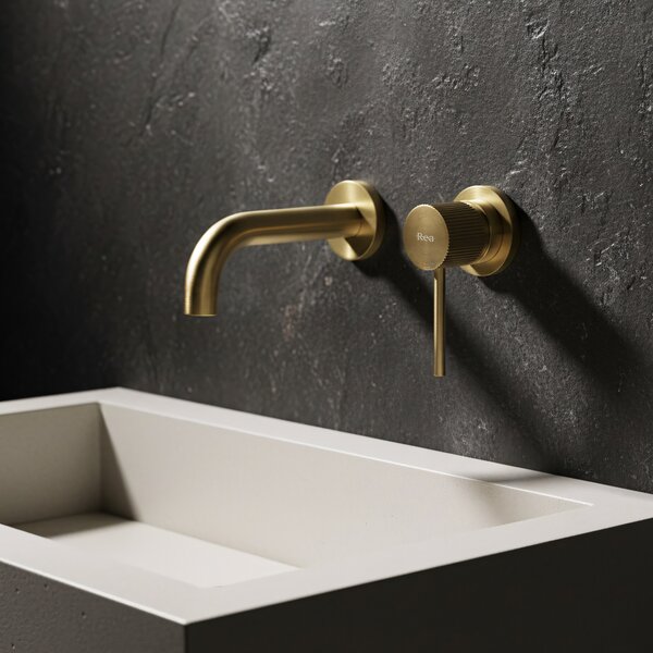 Podomietková vaňová batéria Rea Lungo Stripe Brush Gold