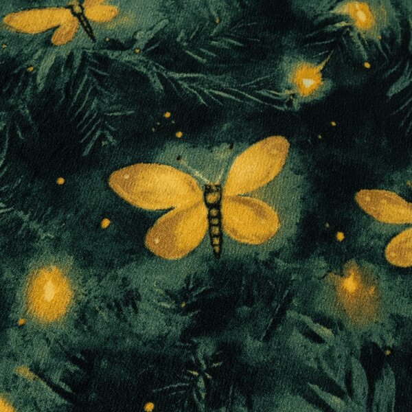 Mikroplyšové obliečky YELLOW BUTTERFLY tmavozelené Rozmer obliečky: 70 x 90 cm | 140 x 200 cm