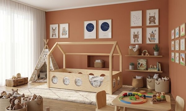 Detská drevená posteľ MONTESSORI DPO – Prírodný masív