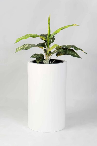 Okrúhly kvetináč ESTRA, výška 60 cm, biely mat, outlet