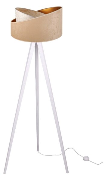 Stojacia lampa Werona 7, 1x béžové/krémové textilné tienidlo so vzorom, g, w