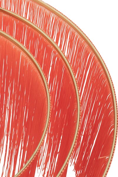 Orientálne stropné svietidlo zlaté ružové tienidlo s strapcami - Franxa