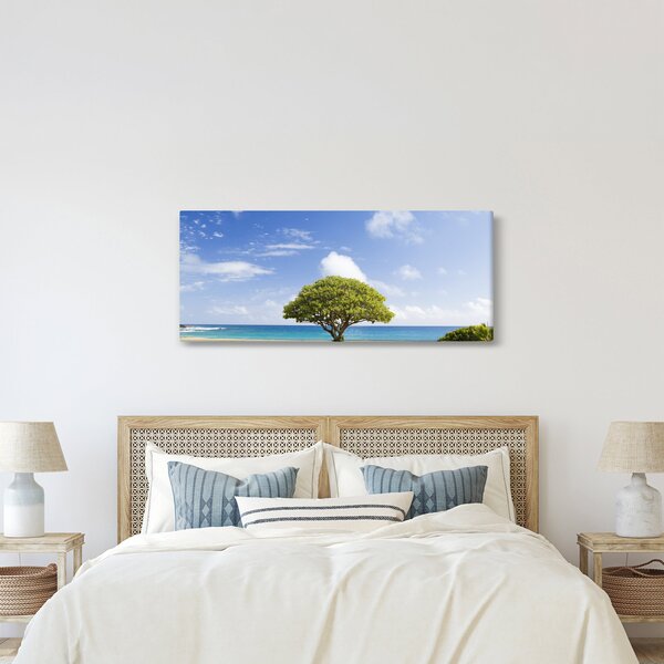 Obraz pláže so stromom (120x50 cm)