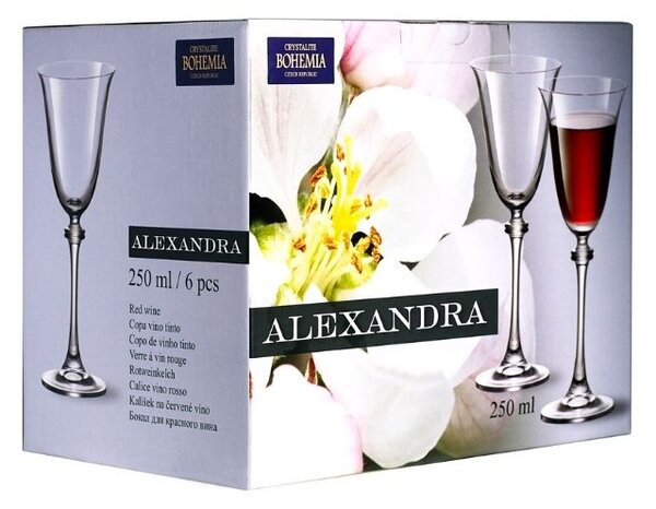 Bohemia Crystal poháre na víno Alexandra 250ml (set po 6ks)