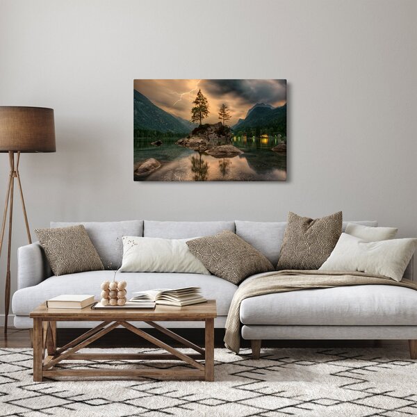 Obraz - jazero v horách (90x60 cm)