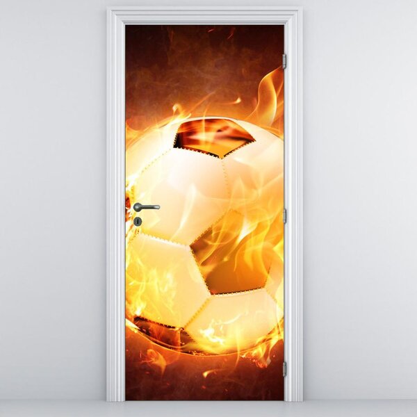 Fototapeta na dvere - Horiaca futbalová lopta (95x205cm)