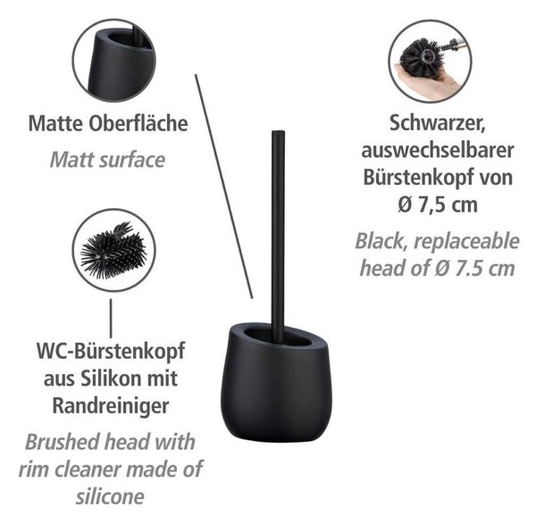Matne čierna keramická WC kefa Badi – Wenko
