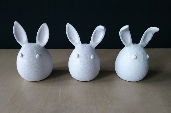 Sada 3 dekoračných zajačikov, biela