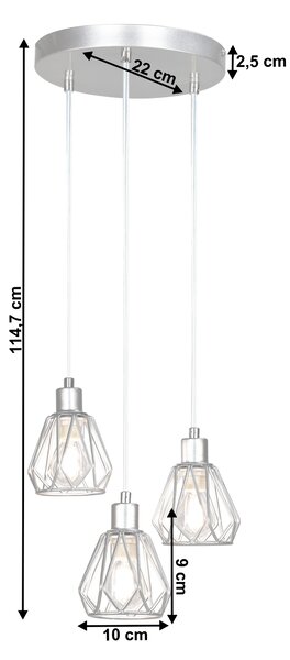 KONDELA Visiaca lampa, strieborná/kov, OKIRA TYP 1