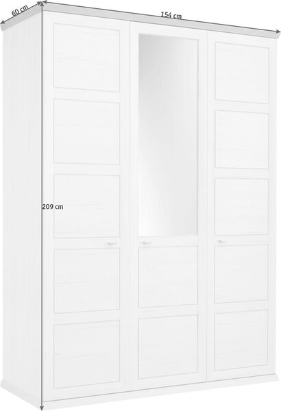 SKRIŇA SO ZRKADLOM, sivá, biela, 154/209/60 cm Hom`in - Skrine