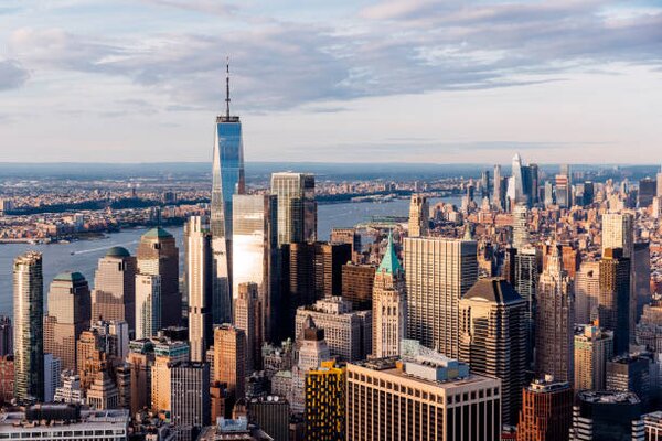 Umelecká fotografie New York City downtown skyline aerial, Alexander Spatari, (40 x 26.7 cm)