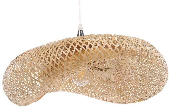 Závesná lampa svetlohnedá bambusové drevené tienidlo boho dizajn osvetlenie do interiéru