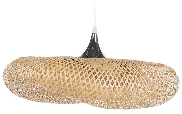 Závesná lampa svetlohnedá bambusové drevené tienidlo boho dizajn osvetlenie do interiéru