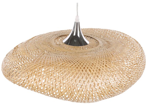 Závesná lampa svetlohnedá bambusové drevené tienidlo boho dizajn osvetlenie do interiéru