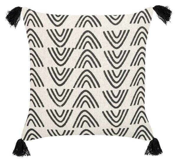 Dekoratívny vankúš čierna a biela bavlna 45 x 45 cm geometrický vzor bloková tlač boho štýl doplnky