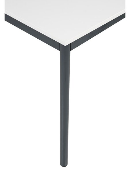 Jedálenský stôl, 160x80 cm, tmavo sivá podnož, biela