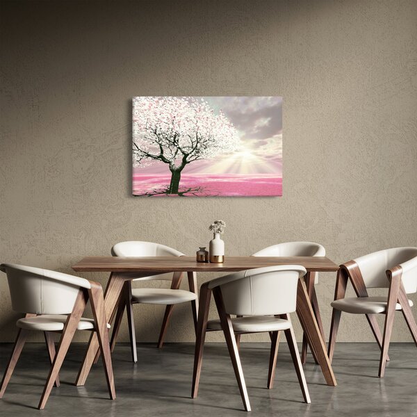 Ružový obraz stromu (90x60 cm)