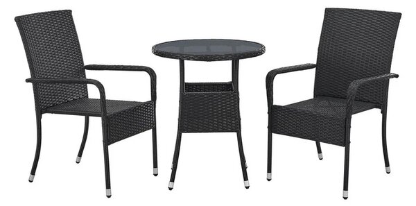Ratanový okrúhly stôl Yoro Ø60 cm - čierny